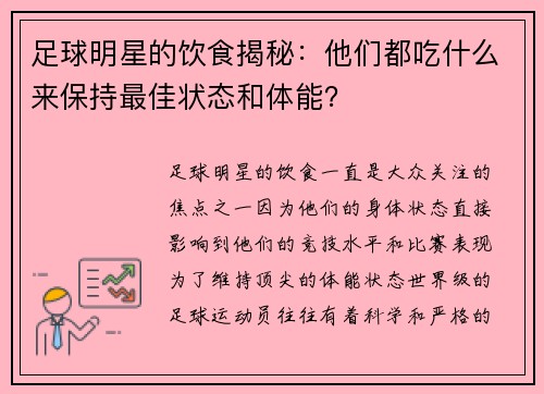 足球明星的饮食揭秘：他们都吃什么来保持最佳状态和体能？